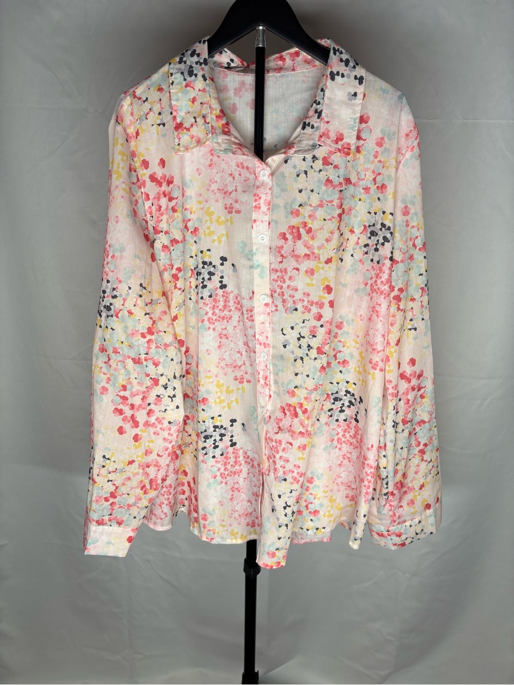 Women's 4x plus size like new - Floral Button-Down Shirt - Pink Multi